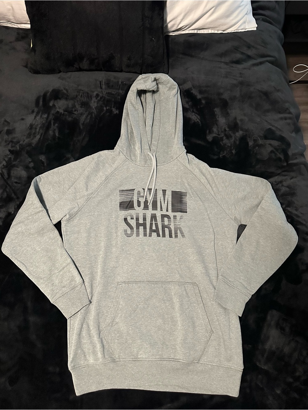 Mens Gymshark Graphic Hoodie Sweatshirt - Heather Grey Size Large